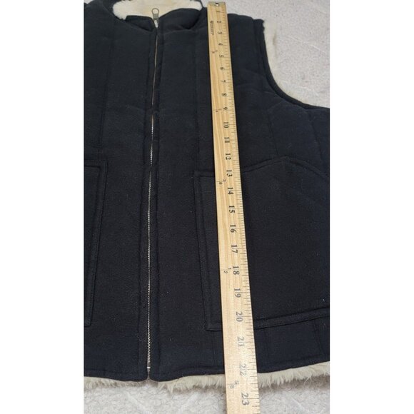 J Crew Womens Beige Black Full Zip Reversible Vest Mock Neck With Pockets Size M - Picture 13 of 14